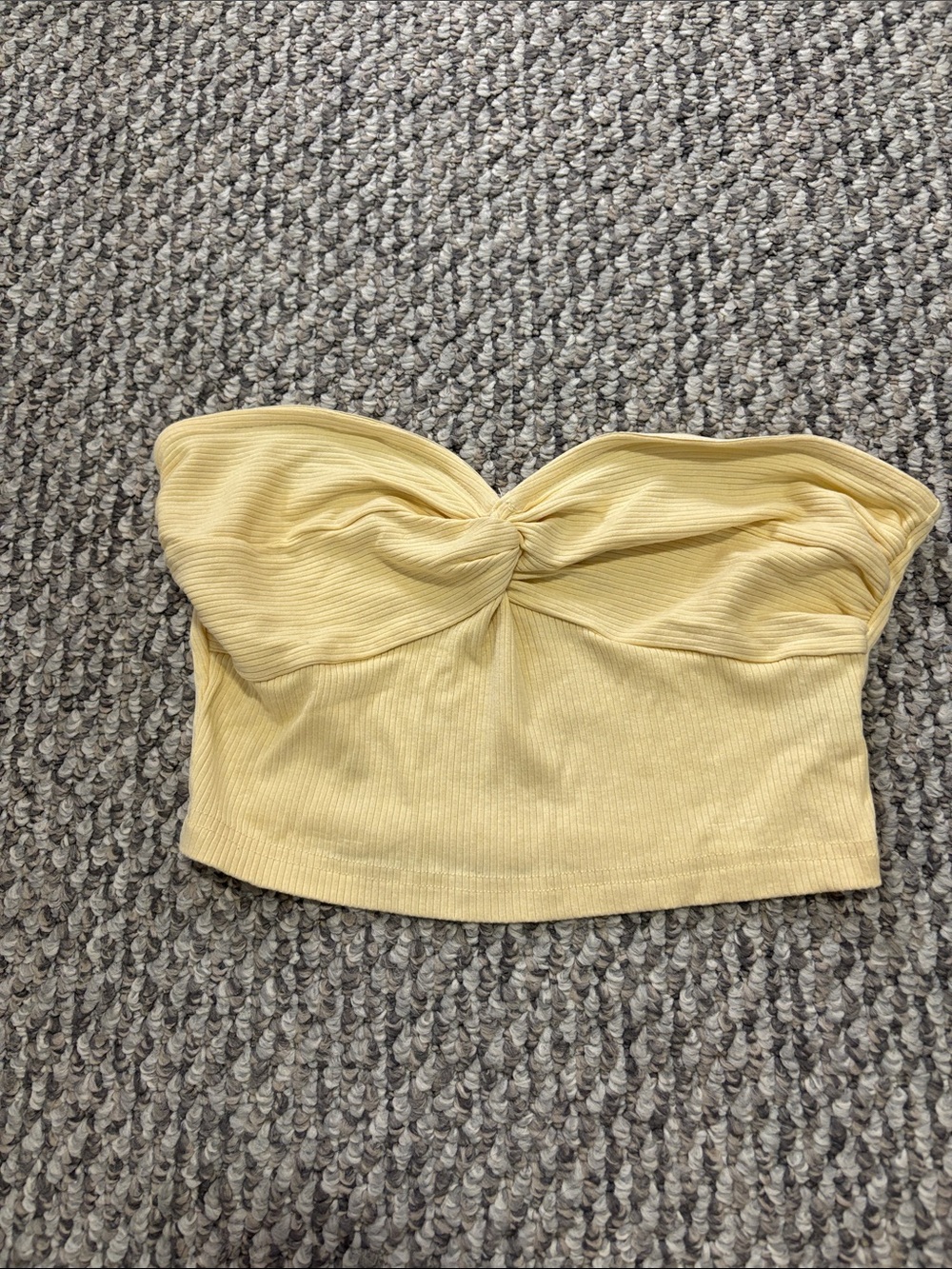 Strapless Twist-Front Tube Top in Pale Yellow
